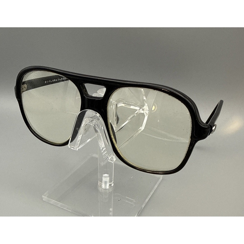 VTG 70s MENS BLACK FRAMES DIPLOMAT M260 GLASSES SQUARE EYEGLASSES THICK FRAMES